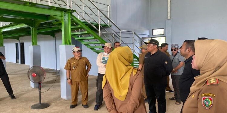 FOTO: MATAKALTENG - Wagub Kalteng H. Edy Pratowo saat meninjau progres pembangunan pabrik pengolahan pakan ternak yang berada di Desa Bukit Harapan, Kecamatan Parenggean.