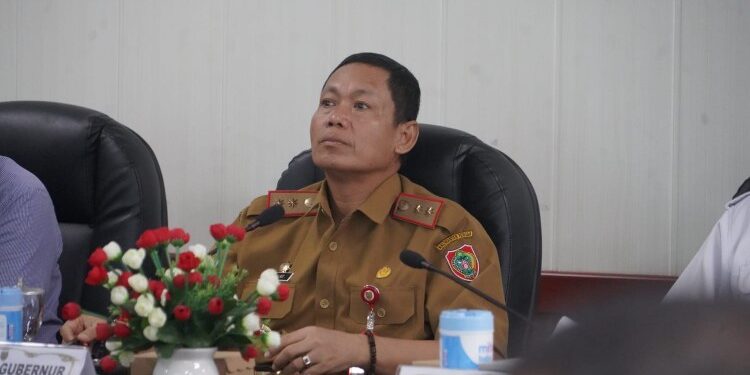 FOTO: MATAKALTENG - Sahli Gubernur Kalteng Bidang Ekonomi, Keuangan dan Pembangunan Yuas Elko ikuti rakor pegendalian inflasi secara virtual.