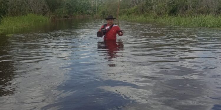 FOTO: KECAMATAN/MATA KALTENG - Banjir yang terjadi di Desa Sungai Ubar Mandiri, Kecamatan Cempaga Hulu, Kotim.