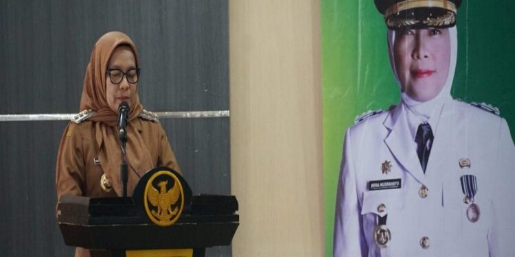 FOTO: MATAKALTENG - Pj Wali Kota Palangka Raya, Hera Nugrahayu saat Pelantikan Pimpinan Baznas Kota Palangka Raya di Aula Rumah Jabatan Wali Kota Palangka Raya.