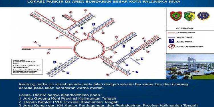 FOTO: MATAKALTENG - Peta lokasi parkir disekitar Bundaran Besar.