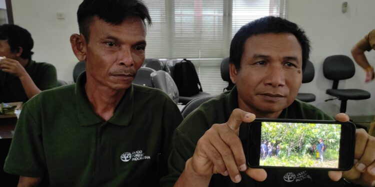 FOTO: MATAKALTENG - Petani kakao di Kalteng, saat menunjukkan proses pemeliharaan pohon kakao.