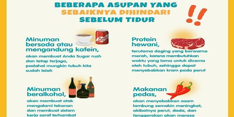 FOTO: IST/MATA KALTENG - Makanan dan minuman yang harus dihindari sebelum tidur.