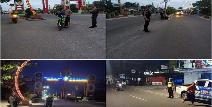 FOTO : IST/MATA KALTENG - Anggota gabungan Polres Kotim saat melaksanakan patroli untuk mencegah balapan liar di Kota Sampit saat bulan Ramadan.