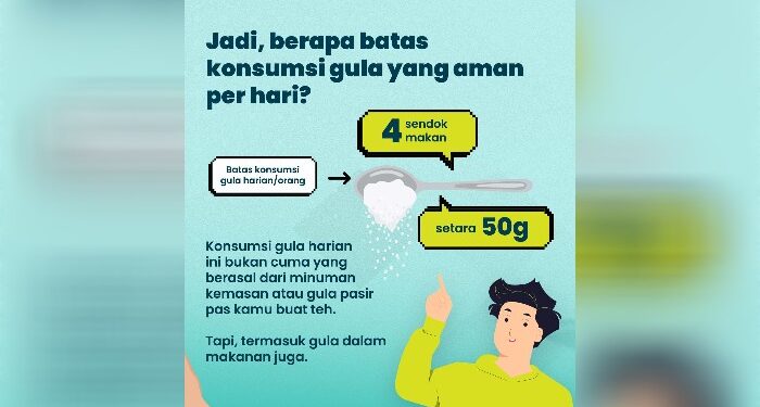 FOTO: IST/MATA KALTENG - Saran konsumsi gula per hari.