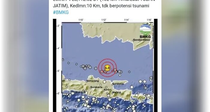 FOTO: MATAKALTENG - Keterangan gempa bumi dari BMKG.