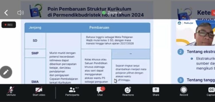FOTO: IST/MATA KALTENG - Penyampaian point pembaruan dalam struktur kurikulum merdeka.