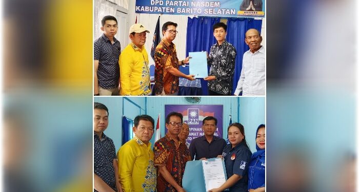 Foto: MATAKALTENG- Eddy Raya Di wakili oleh Jailani Abdul Kadir selaku tim kuasa saat mendaftar ke PAN dan Nasdem Barsel.
