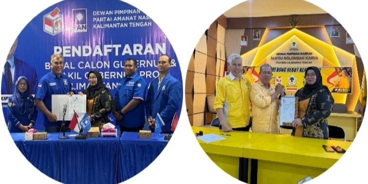 FOTO: OLIVIA/MATAKALTENG - Wakil Bupati Kotawaringin Timur Irawati saat mendaftarkan diri ke partai politik, di Palangka Raya.