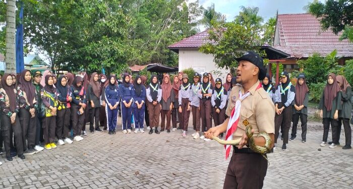 Foto: DIAN/MATA KALTENG - Latihan gabungan Kwartir Ranting Gerakan Pramuka Baamang, 20 Mei 2024.