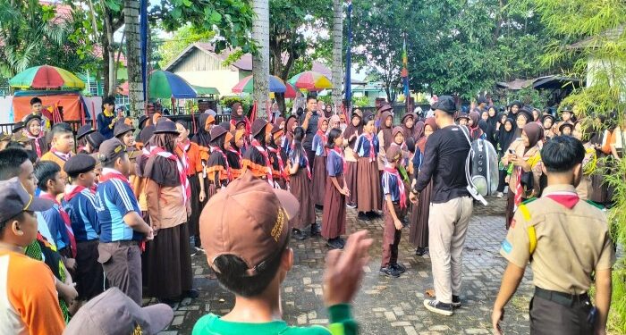 Foto: DIAN/MATA KALTENG - Latihan gabungan Kwartir Ranting Gerakan Pramuka Baamang, 29 Mei 2024.