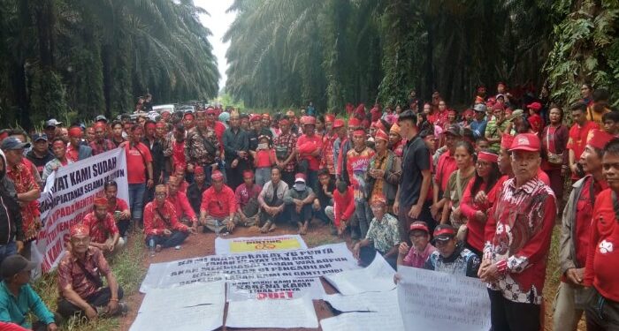 Foto: IST/MATA KALTENG - Warga Desa Sebabi, Kecamatan Telawang yang menduduki lahan PT Buana Artha Sejahtera.
