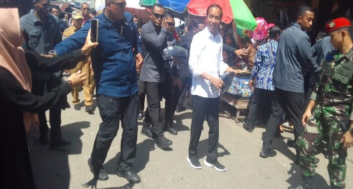 Foto: MATAKALTENG - Presiden RI Joko Widodo Saat memantau pasar di Plaza Beringin Buntok.