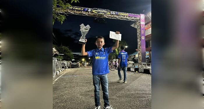 Foto: IST/MATA KALTENG - Pembalap cilik asal Kotim yang berhasil meraih juara dalam pertandingan di Barito Selatan.