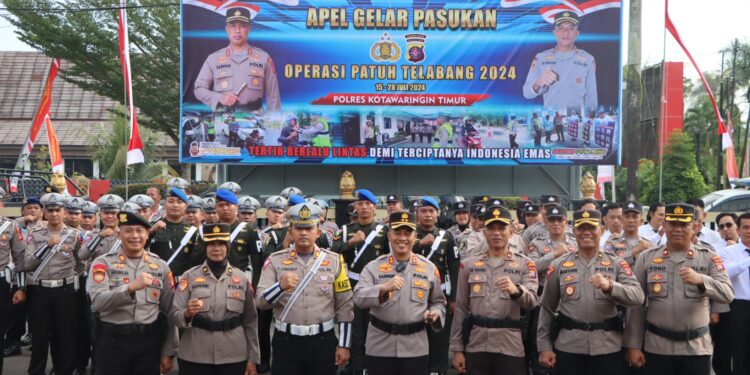 FOTO: IST/MATAKALTENG - Apel gelar pasukan operasi Patuh Telabang 2024 di Polres Kotim.