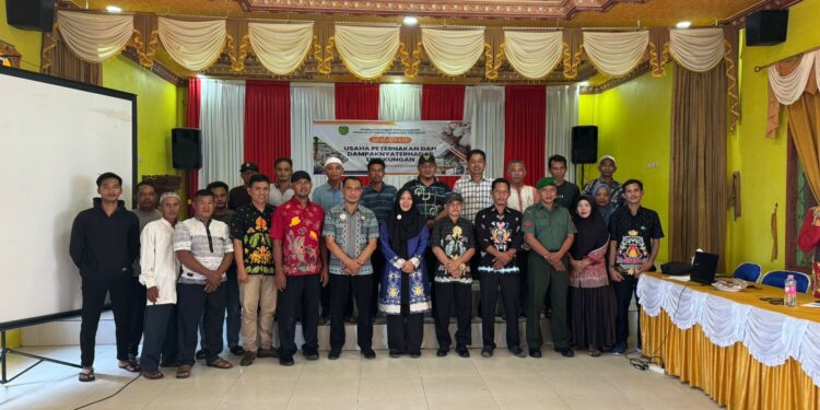 FOTO: IST/MATAKALTENG - Sosialisasi yang dilaksanakan oleh Diskeptan Sukamara kepada peternak Ayam Potong.