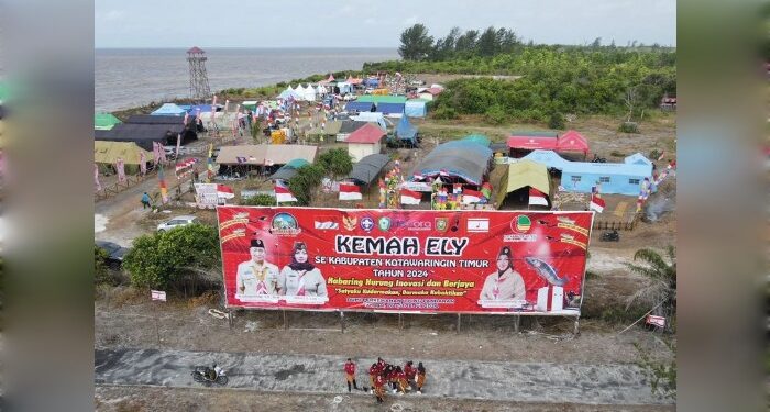 Foto: BPBD/MATA KALTENG - Potret Udara Lokasi Bumi Perkemahan di Ujung Pandaran, 26 Juli 2024.