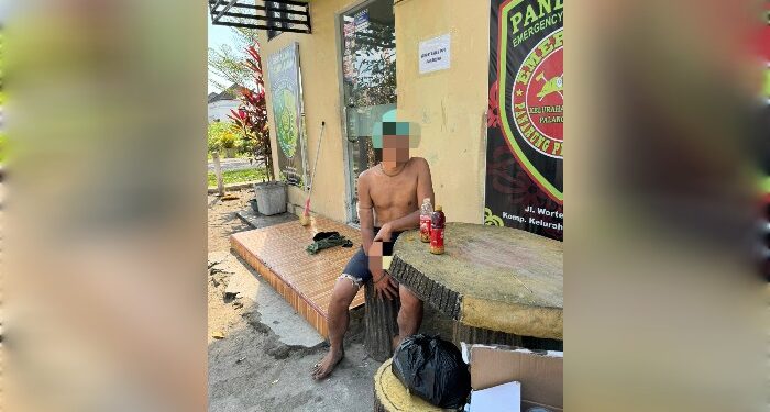 FOTO: MATAKALTENG - ODGJ yang berhasil diamankan Satlinmas Kelurahan Panarung.