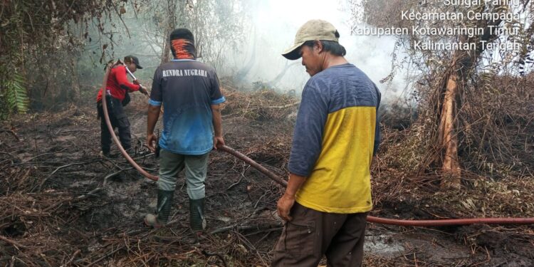 FOTO : IST/MATAKALTENG - Penanganan karhutla di Desa Sungai Paring Kecamatan Cempaga, Senin 5 Agustus 2024.