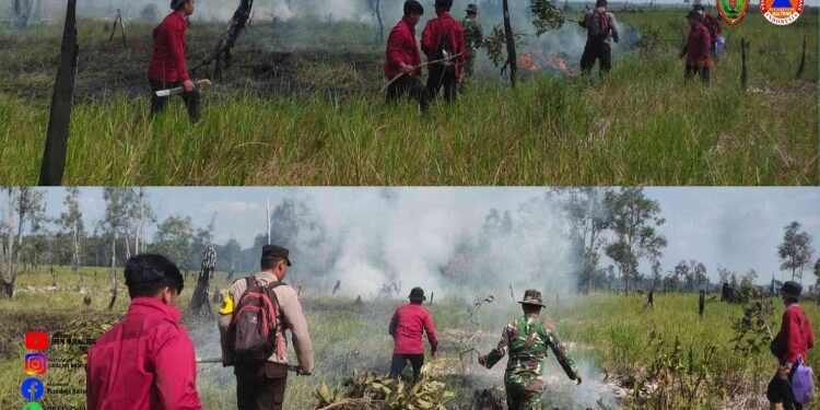 FOTO: IST/MATAKALTENG - Pos Lapangan MPA Kec. Dusun Hilir Kelurahan Mengkatip, Kab Barito Selatan saat melakukan penanganan karhutla.