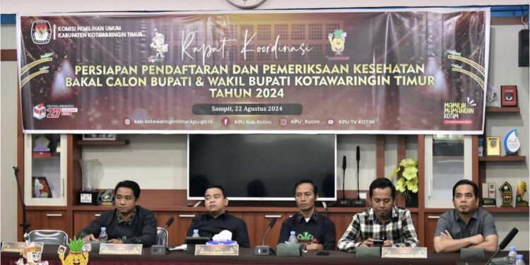 Foto: KPU/MATA KALTENG - Rapat persiapan pendaftaran dan pemeriksaan kesehatan bakal calon bupati dan wakil bupati Kotim, 22 Agustus 2024.