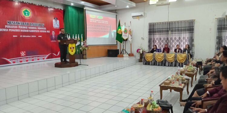 FOTO : PPNI GUMAS/MATA KALTENG - Suasana musda IV PPNI Kabupaten Gumas tahun 2024, yang dihadiri sejumlah pihak terkait di aula kantor bapperida setempat, Selasa, 1 Oktober 2024.
