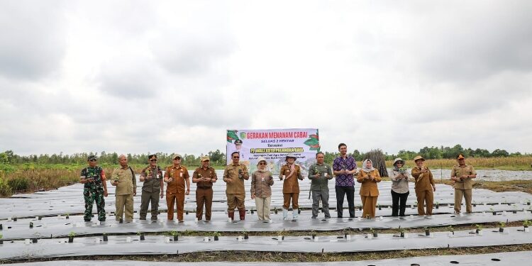 FOTO: IST/MATAKALTENG - Kadis TPHP Prov. Kalteng saat hadir pada acara Gerakan Menanam Cabai.