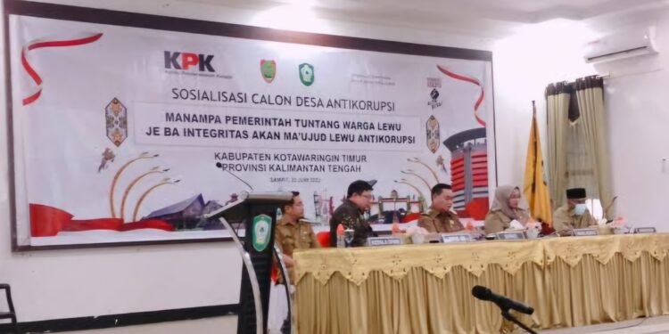 Foto:IST/MATA KALTENG - Sosialisasi calon desa anti korupsi yang dilaksanakan pemerintah daerah Kotim beberapa waktu lalu.