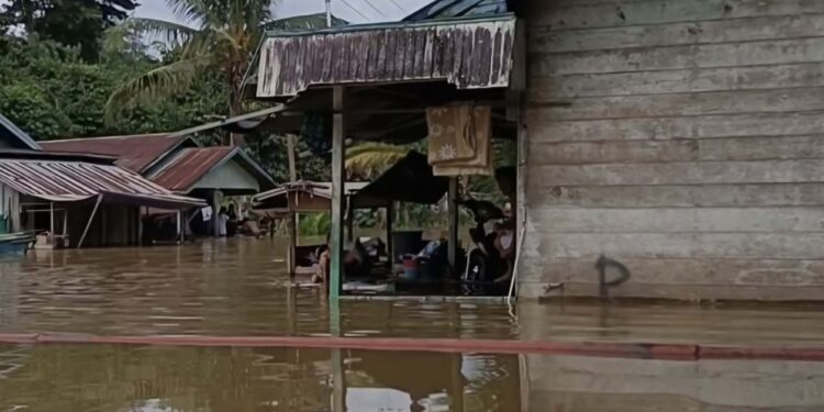 Foto:IST/MATA KALTENG - Banjir di Kecamatan Telaga Antang beberapa waktu lalu.