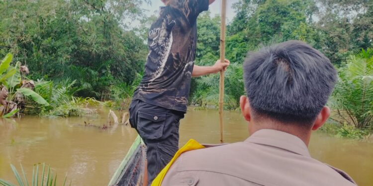 FOTO : POLSEK RUNGAN/MATA KALTENG - Personel Polsek Rungan dan koramil dibantu warga sekitar ketika melakukan pencarian korban, Selasa, 12 November 2024.