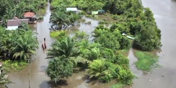 FOTO: BPBD/MATA KALTENG - Pantauan banjir di Desa Sudan Kecamatan Cempaga Hulu, Kabupaten Kotim.