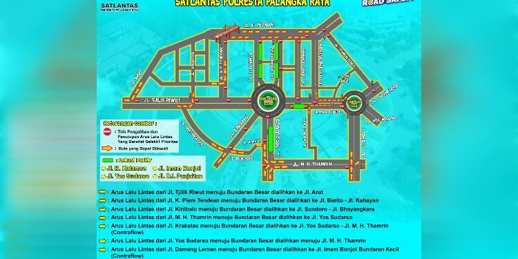 FOTO: MATAKALTENG - Rekayasa lalu lintas malam tahun baru di Palangka Raya.