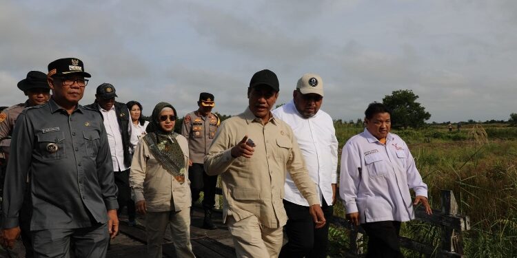 FOTO: IST/MATAKALTENG - Menteri Pertanian RI Amran Sulaiman saat lakukan kunjungan kerja di Kecamatan Dadahup, Kabupaten Kapuas beberapa waktu lalu.