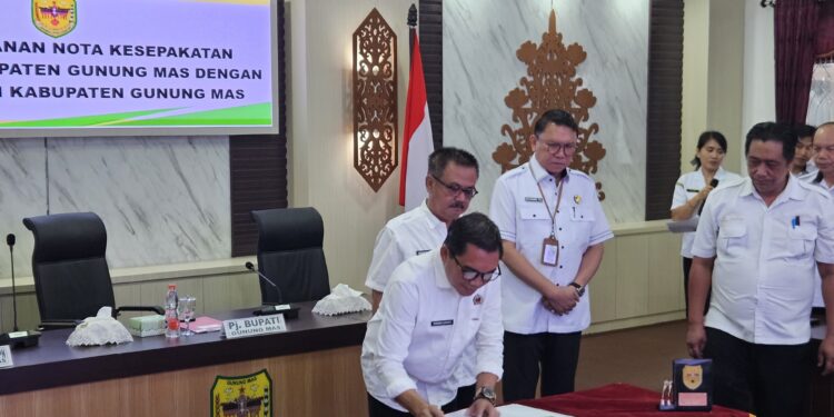 FOTO : BPN GUMAS/MATA KALTENG - Suasana penandatanganan MoU antara BPN dan pemkab gumas, di ruang rapat lantai 1 kantor bupati setempat, Rabu, 22 Januari 2025.