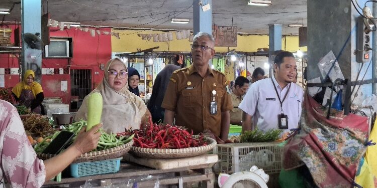 FOTO: DIAN/MATA KALTENG - Wakil bupati Kotim Irawati saat memantau harga kebutuhan pokok di PPM Sampit.