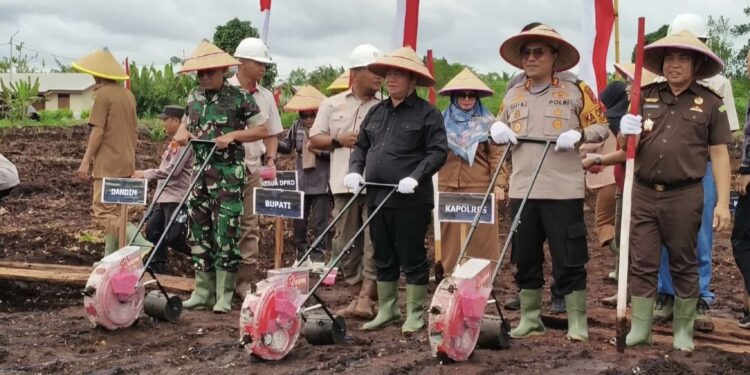 Foto:DOK/MATA KALTENG - Penggarapan lahan pertanian milik warga di Kecamatan Kota Besi, Kotim beberapa waktu lalu.