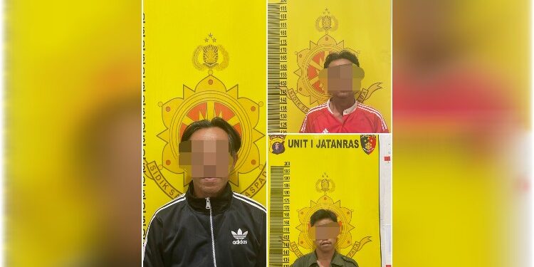 FOTO: IST/MATAKALTENG- Ketiga pelaku pencurian sawit saat diamankan oleh pihak Polres Kotim.
