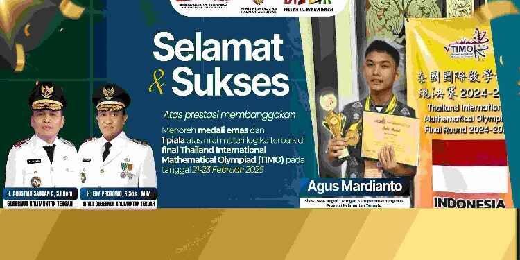 FOTO: IST/MATAKALTENG - Agus Mardianto, siswa kelas XI SMAN 1 Rungan, sukses meraih medali emas dan satu piala dalam final Thailand International Mathematical Olympiad (TIMO).