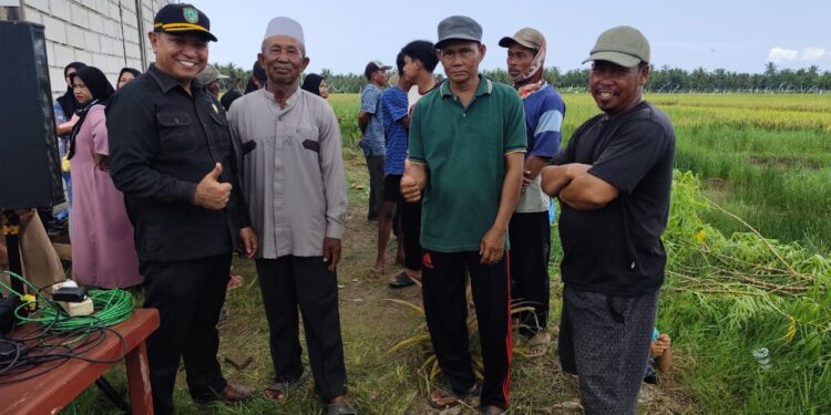 Foto: IST/MATA KALTENG - Anggota DPRD Kotim Dapil III Rudianur saat menghadiri kegiatan panen raya di desa Lampuyang, Kecamatan Teluk Sampit, 7 April 2025.