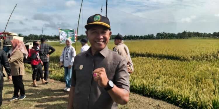 Foto:IST/MATA KALTENG - Ketua Komisi II DPRD Kotim, Akhyannoor saat hadiri panen serentak di Desa Lampuyang, Kecamatan Teluk Sampit, Kotim, 7 April 2025.