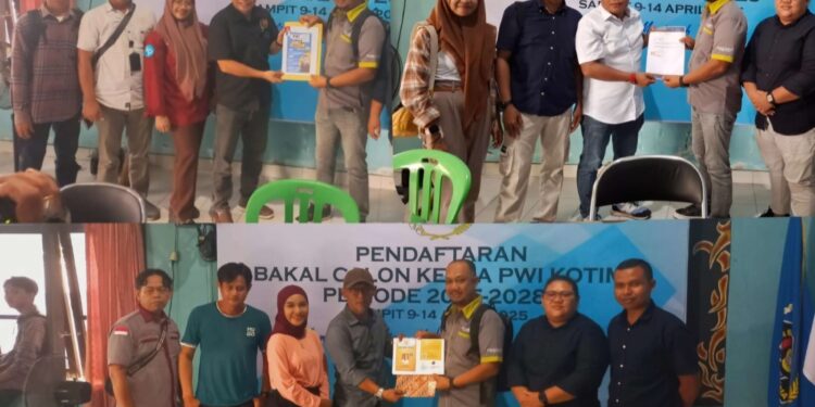 Foto:DIAN/MATA KALTENG - Tiga wartawan senior yang mendaftarkan diri sebagai bakal calon ketua PWI Kotim 2025-2028, 14 April 2025.