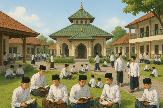 Foto:MATA KALTENG - Ilustrasi pondok pesantren dipenuhi santri.