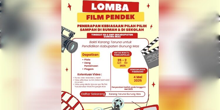 FOTO : KARANG TARUNA/MATA KALTENG - Pamflet perlombaan film pendek yang akan digelar oleh Karang Taruna Kabupaten Gumas.
