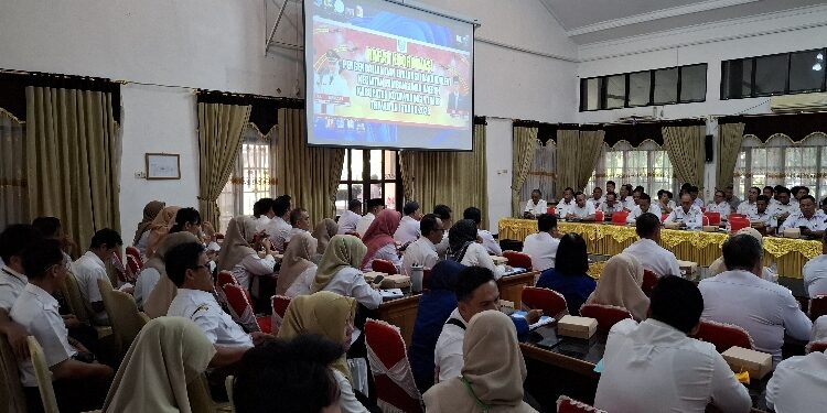 FOTO: DIAN/MATA KALTENG - Rakordalev Kegiatan Pembangunan Daerah Triwulan I Tahun 2025 di Aula Sei Mentaya Bapperida Kabupaten Kotim, Rabu 4 Juni 2025.