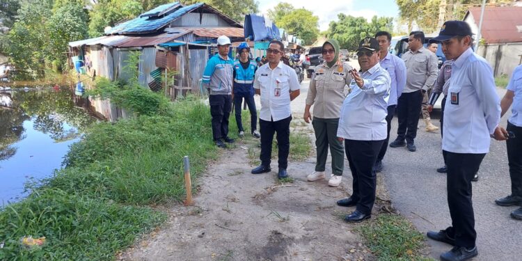 Foto:IST/MATA KALTENG - Bupati Kotawaringin Timur (Kotim) Halikinnor meninjau langsung lokasi pemasangan lampu Penerangan Jalan Umum (PJU) di ruas Jalan Pemuda dan Pramuka, 4 Juni 2025.