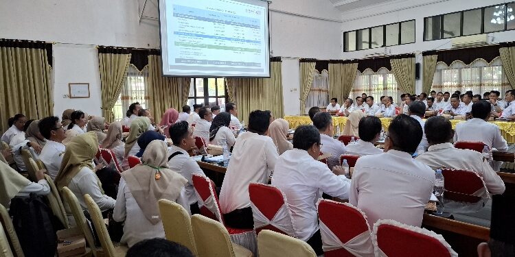 FOTO: DIAN/MATA KALTENG - Rakordalev Kegiatan Pembangunan Daerah Triwulan I Tahun 2025 di Aula Sei Mentaya Bapperida Kabupaten Kotim, Rabu 4 Juni 2025 lalu.