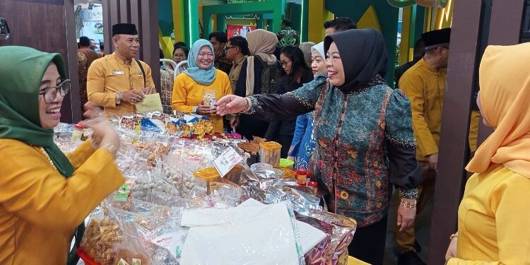 FOTO: IST/MATAKALTENG -
Bupati Kobar, Hj Nurhidayah berkesempatan mengunjungi stan Kobar dalam gelaran Kalteng Expo 2025 di Palangka Raya, Minggu 18 Mei 2025.