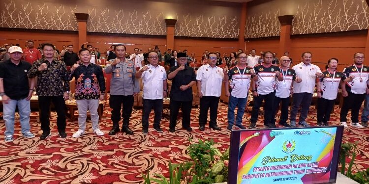 FOTO: IST/MATAKALTENG - Musyawarah Kabupaten luar biasa pemilihan ketua KONI Kabupaten Kotim, Sabtu 12 Juli 2025.