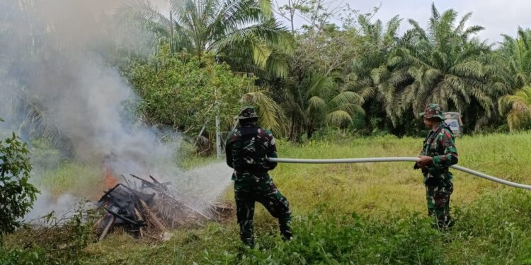 Foto: IST/MATA KALTENG - Simulasi pemadaman kebakaran hutan dan lahan gabungan BPBD Kotim, PMI, Manggala Agni dan TNI, 16 Juli 2025.