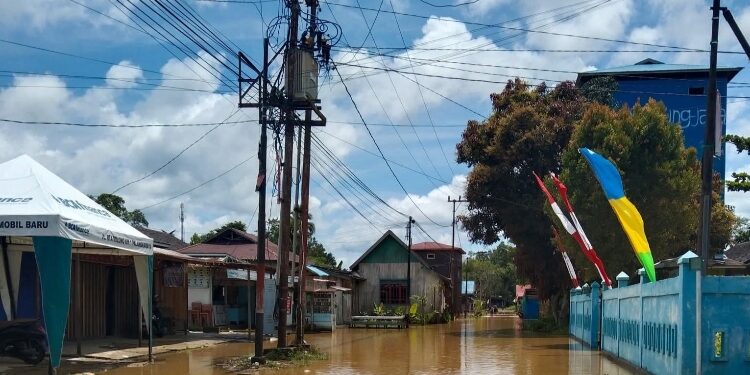FOTO: IST/MATA KALTENG - Sejumlah rumah warga terendam banjir akibat intensitas hujan tinggi dan meluapnya Sungai Kahayan, di Kelurahan Tewah, Kecamatan Tewah, Jumat 22 Agustus 2025.